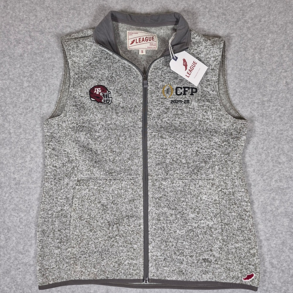 NWT League Vest Mens Small Grey Texas A&M Aggies CFP 2025-26 Sweater Fleece Zip